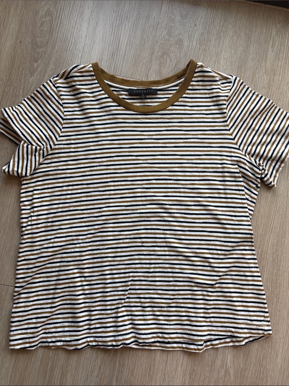 DownEast Striped Tee in Black, White & Mustard